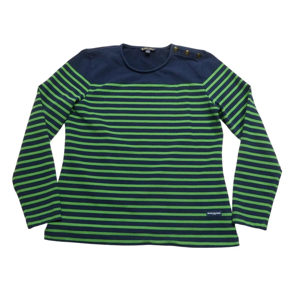 Brooks‎ Brothers Shirt Youth Medium Blue Striped Long Sleeve Button Shoulder